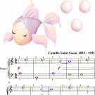 Aquarium Carnival of the Animals Easy Piano Sheet Music with Colored Notes
