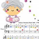 Musette in D Major Beginner Piano Sheet Music with Colored Notes