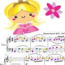 Pavane of Sleeping Beauty Mother Goose Suite Easy Piano Sheet Music with Colored Notes