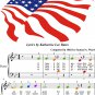 America the Beautiful Beginner Piano Sheet Music with Colored Notes