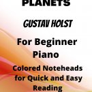 Jupiter Easy Piano Sheet Music with Colored Notation