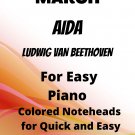 Triumphal March Aida Easy Piano Sheet Music with Colored Notation