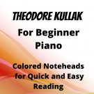 Witches Dance Kullak Easy Piano Sheet Music with Colored Notation