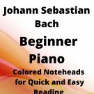 Jesu Joy of Man's Desiring Beginner Piano Sheet Music with Colored Notation