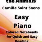 Tortoises Carnival of the Animals Easy Piano Sheet Music with Colored Notation
