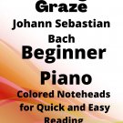 Sheep May Safely Graze Beginner Piano Sheet Music with Colored Notation
