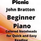 The Teddy Bear's Picnic Beginner Piano Sheet Music with Colored Notation