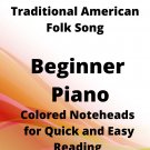 The Yellow Rose of Texas Beginner Piano Sheet Music with Colored Notation
