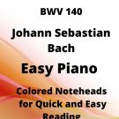 Sleepers Awake BWV 140 Easy Piano Sheet Music with Colored Notation