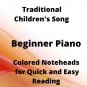 Goosey Goosey Gander Beginner Piano Sheet Music with Colored Notation