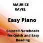 Pavane for a Dead Princess Easy Piano Sheet Music with Colored Notation