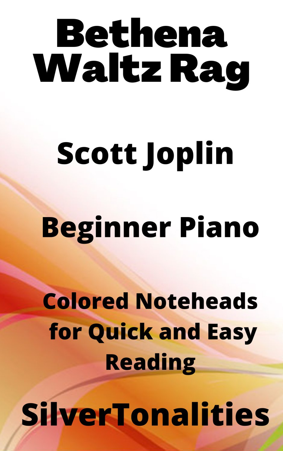 Bethena Waltz Rag Beginner Piano Sheet Music with Colored Notation