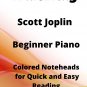 Bethena Waltz Rag Beginner Piano Sheet Music with Colored Notation