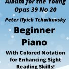 The Witch Opus 39 Number 20 Beginner Piano Sheet Music with Colored Notation