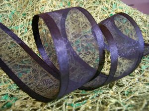 Gothic Jet Black Satin Edged Organza Ribbon - 10 Yards