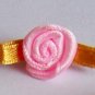Small Pink + Fern Ribbon Roses - Fairy Craft - 40 pieces