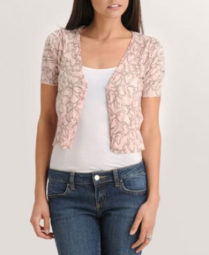 BNWT FOREVER 21 PINK FAB BOW CARDIGAN SWEATER JACKET SHRUG SMALL