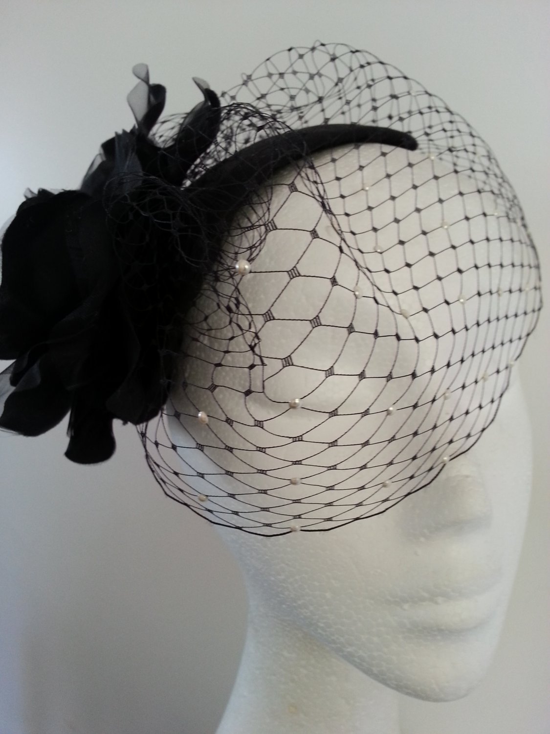 Black Birdcage Veil Headpiece Fascinator