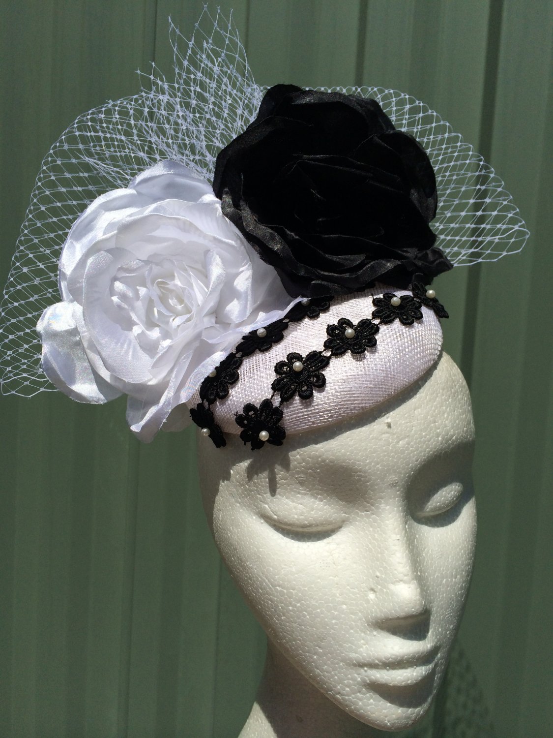 Black and White Fascinator Headpiece