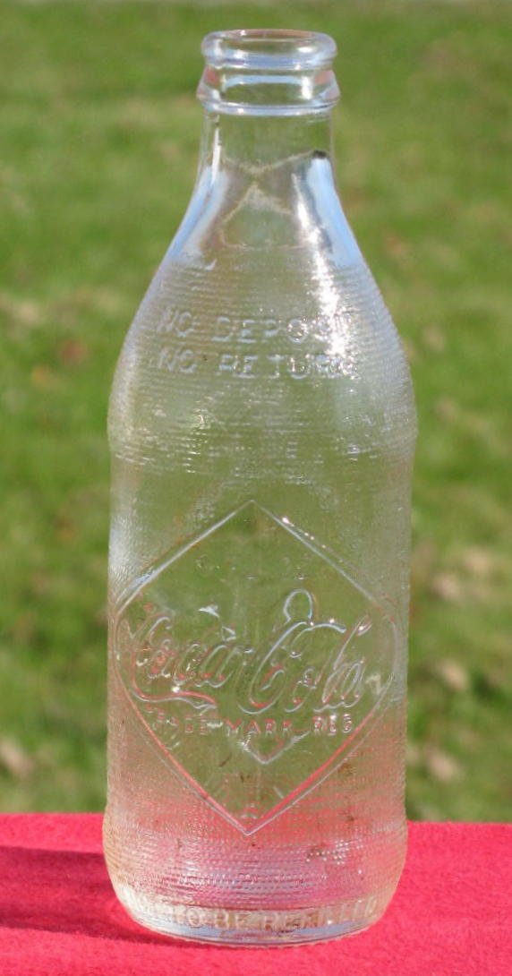 Coca Cola 1960s Diamond Embossed 10 Ozcanadian No Return Clear Glass Bottle 1861