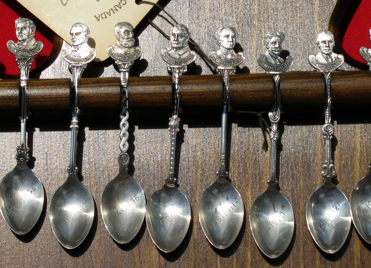 Vintage Canadian Prime Ministers Collector Spoon Set & Maple Leaf Spoon Display