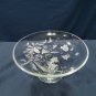 Beautiful floral etched glass pedestal appetizer presentation display