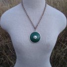 Vintage Chunky  Green Medallion Pendant Necklace