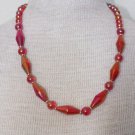 Unique Vintage Red Lucite Bead Necklace