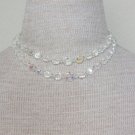 Vintage White Aurora Borealis Glass 2 Tiered Necklace