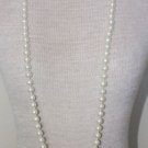 Vintage White Pearl 40" Long Strand Necklace