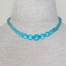 Vintage Blue Glass Short Necklace 1950s