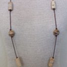 Unique Chunky Marbled Stone 40" Long Strand Necklace