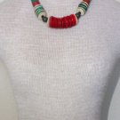 Vintage Vibrant Colorful Wooden Beads Chunky Necklace
