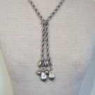 Classic Vintage Silver Tone Rope Lariat Necklace