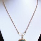 Vintage Green Azurite Stone Chunky Necklac Pendant