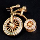 Vintage Unique Rhinestone Golden Bicycle Charm/ Pendant