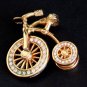 Vintage Unique Rhinestone Golden Bicycle Charm/ Pendant