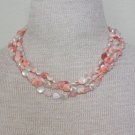 Vintage Pink & White Pearl Four Tiered Necklace