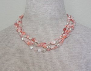 Vintage Pink & White Pearl Four Tiered Necklace