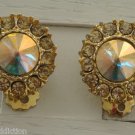 Vintage Ravioli Rhinestone Clip On Earrings