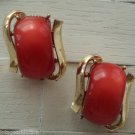 Vintage Coro Red Lucite Clip On earrings