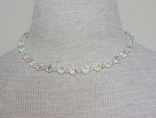 Vintage Aurora Borealis Crystal Glass Choker Necklace