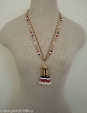 Colorful  Multi Strand Vintage Tassel Necklace
