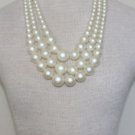 Vintage Chunky White Pearl 3 Tiered /Layered Necklace