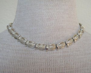 Vintage Coro Silver Chrome Link Choker Necklace