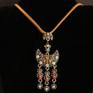 Vintage Moon Rhinestone  Necklace Pendant 1980s