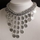 Glam Vintage Silver Bib Drop Statement Necklace Japan