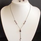 Vintage Maroon Glass Beads Necklace Earrings Set On 925