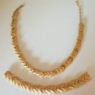Vintage Crown Trifari Leaves Necklace Bracelet Set