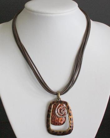 Vintage Brown Leather Chunky Necklace